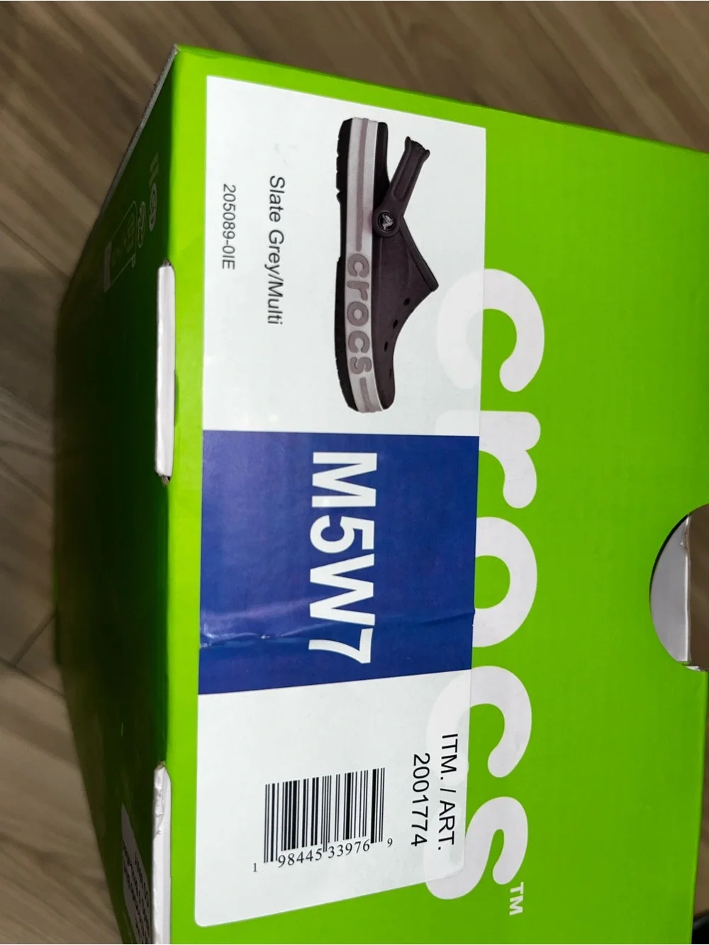 CROCS Kids' Grey and White Crocband Clog